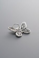 925 Sterling Silver-Antiqued-Butterfly Pendant-16mm - Image 3