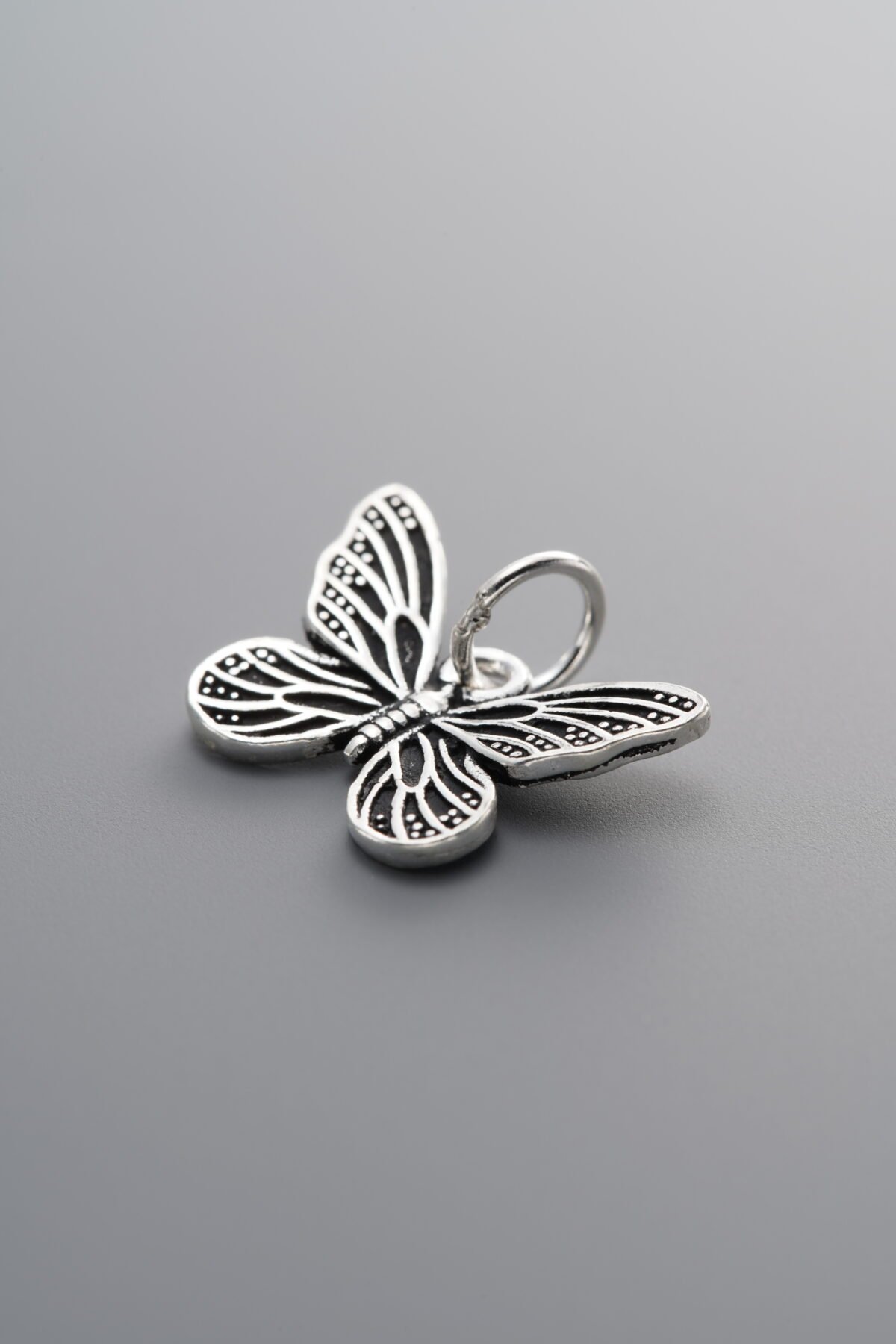925 Sterling Silver-Antiqued-Butterfly Pendant-16mm - Image 2
