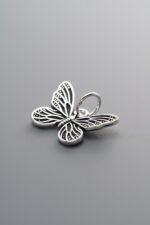 925 Sterling Silver-Antiqued-Butterfly Pendant-16mm - Image 2