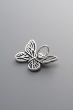 925 Sterling Silver-Antiqued-Butterfly Pendant-16mm - Image 2