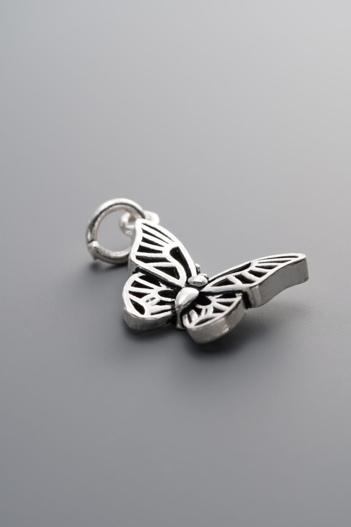 925 Sterling Silver-Antiqued-Butterfly Pendant-17mm - Image 1