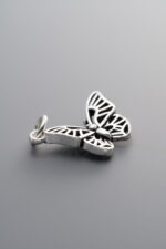 925 Sterling Silver-Antiqued-Butterfly Pendant-17mm - Image 3