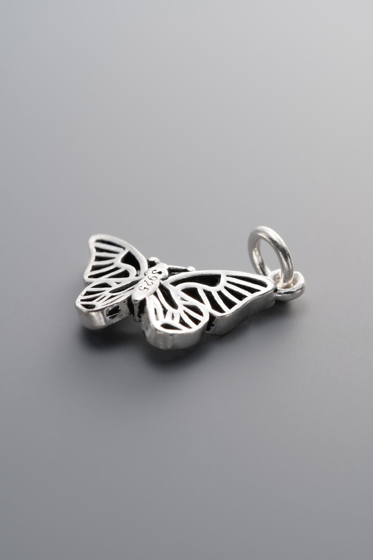 925 Sterling Silver-Antiqued-Butterfly Pendant-17mm - Image 2