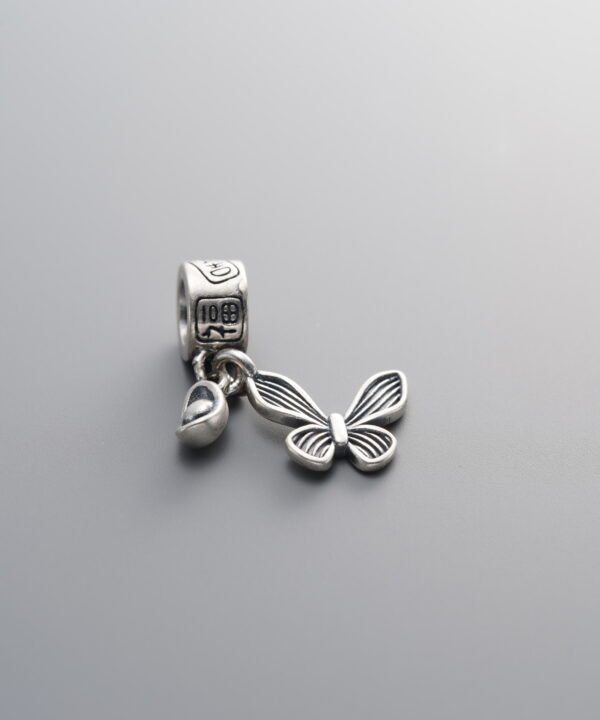 925 Silver-Vintage-Butterfly Round Pendant-23mm