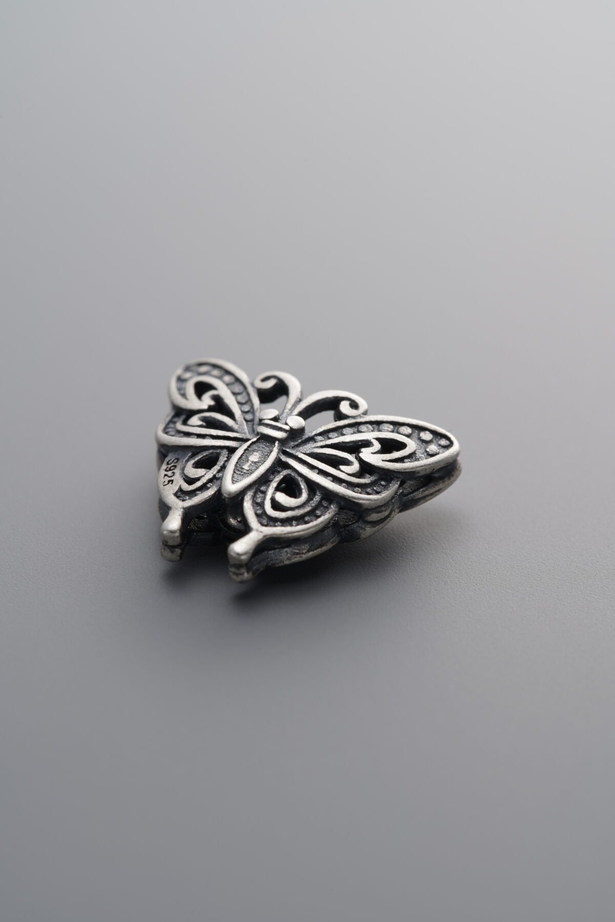 925 Sterling Silver-Antiqued-Butterfly Spacer Bead-14mm - Image 2