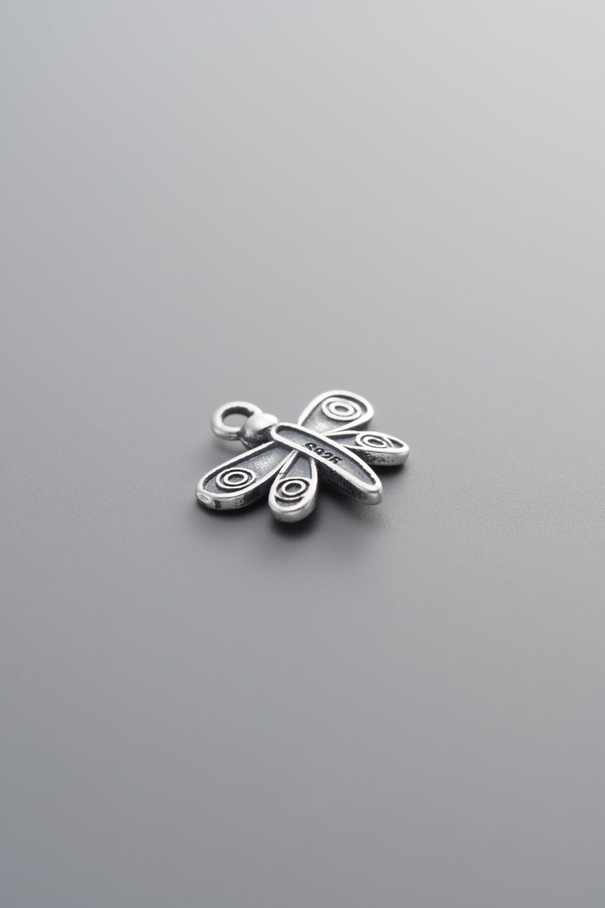 925 Sterling Silver-Antiqued-Dragonfly Pendant-11mm - Image 4