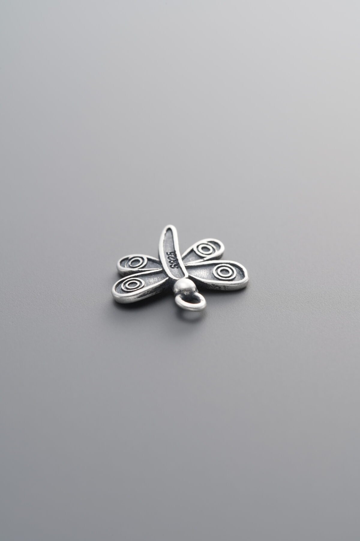 925 Sterling Silver-Antiqued-Dragonfly Pendant-11mm - Image 2