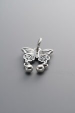 925 Sterling Silver-Antiqued-Butterfly Pendant-15mm - Image 4