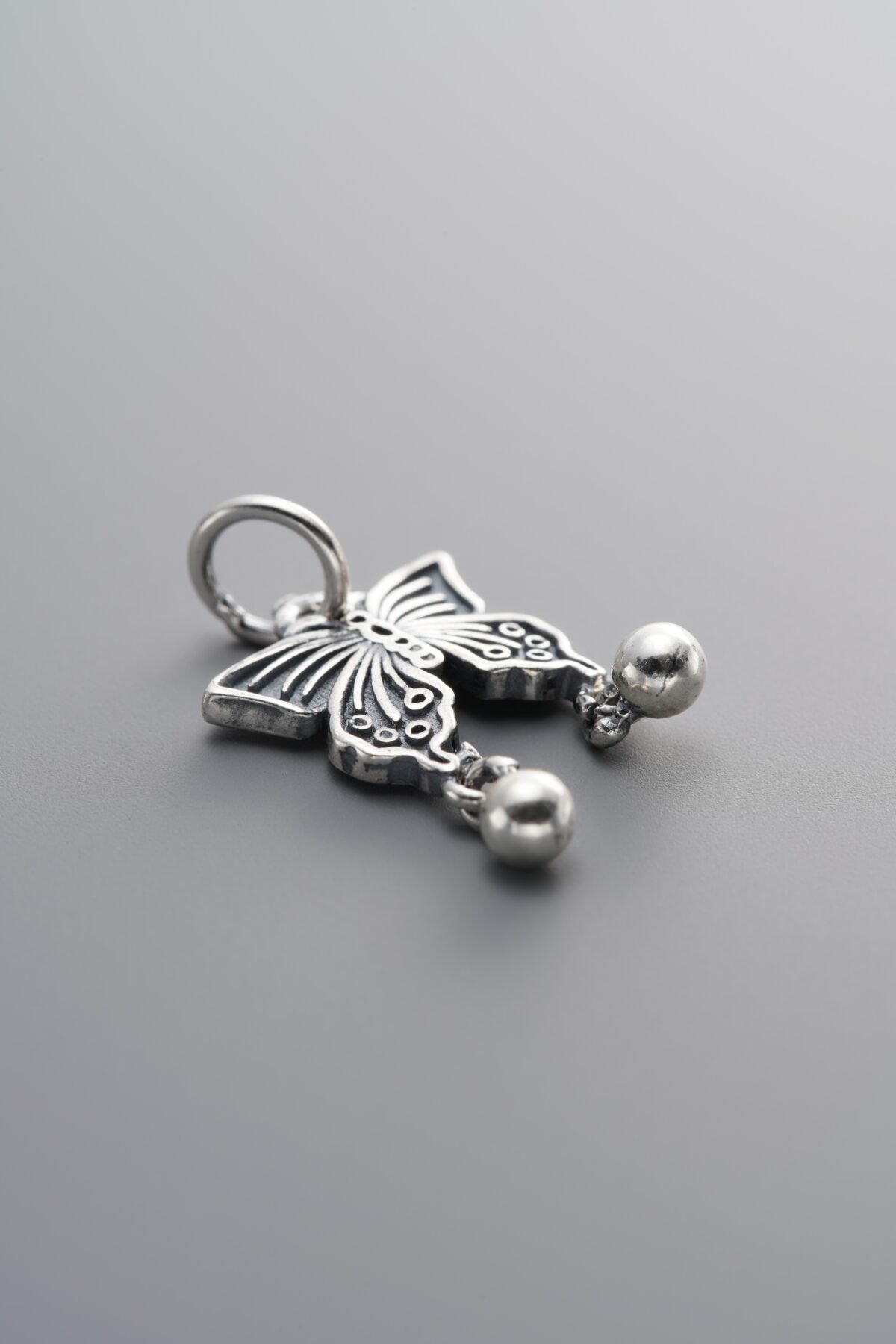 925 Sterling Silver-Antiqued-Butterfly Pendant-15mm - Image 3