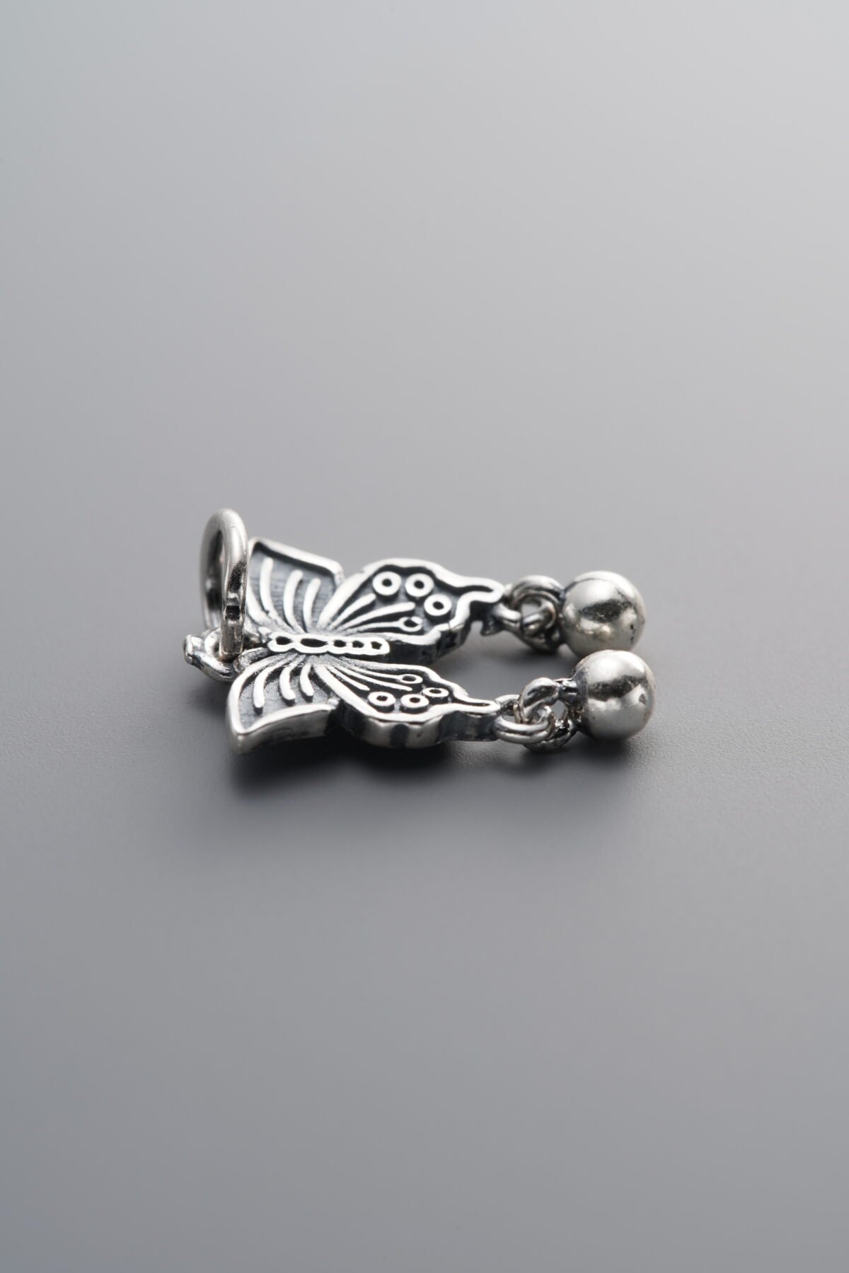925 Sterling Silver-Antiqued-Butterfly Pendant-15mm - Image 2