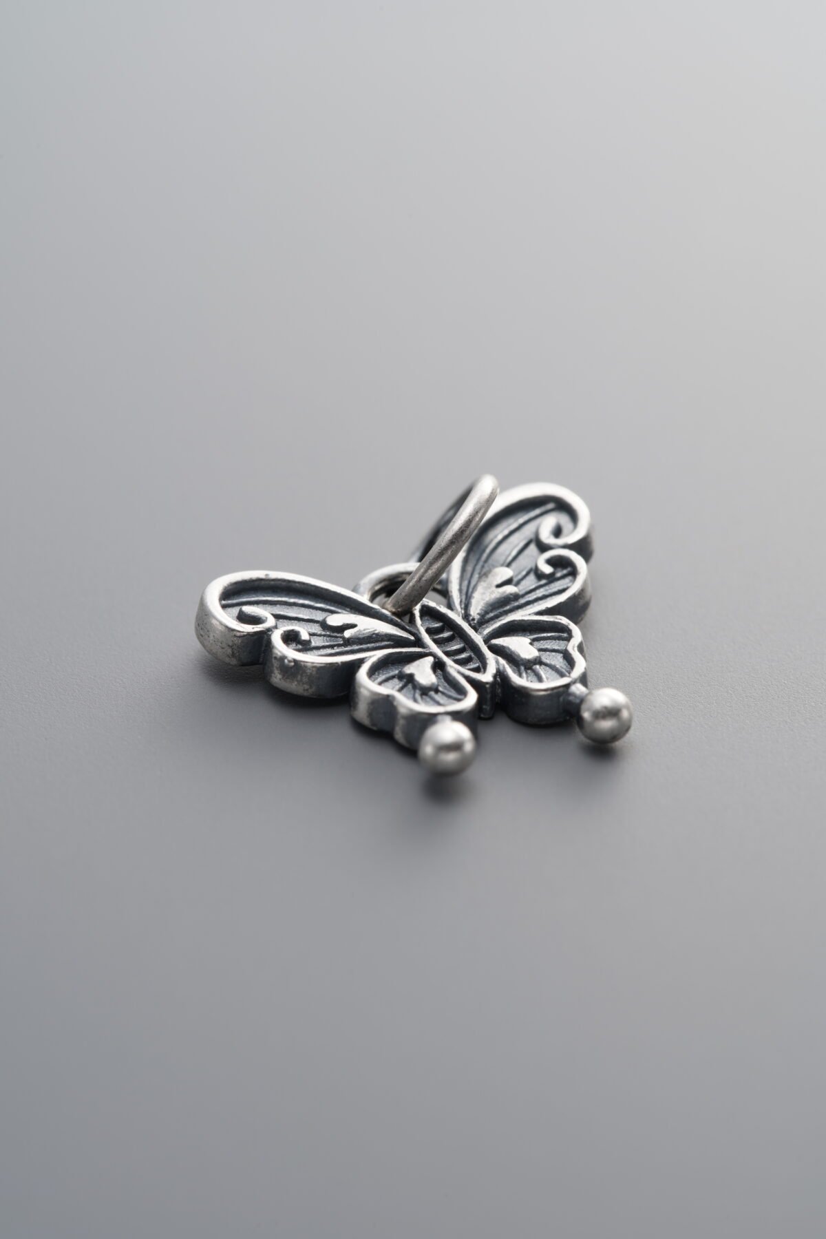 925 Sterling Silver-Antiqued-Butterfly Pendant-13mm - Image 4
