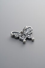 925 Sterling Silver-Antiqued-Butterfly Pendant-13mm - Image 4