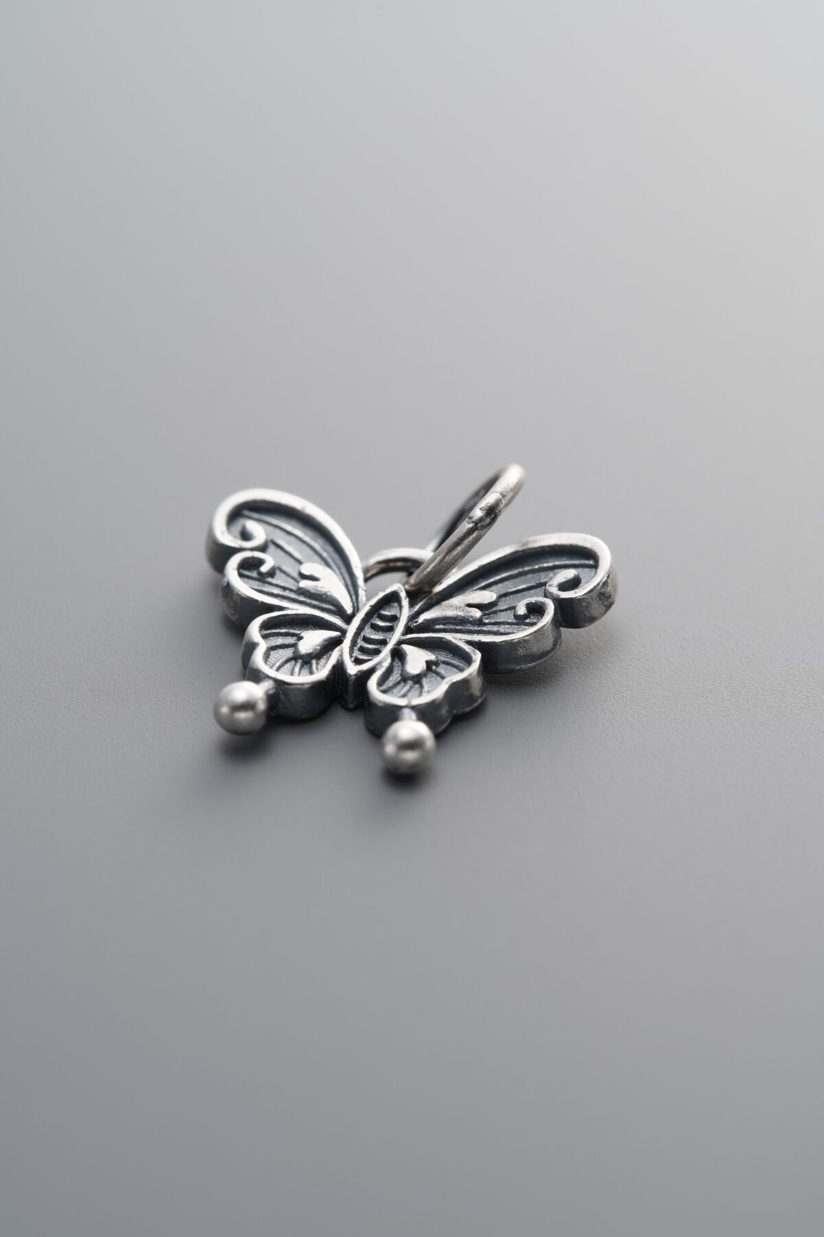 925 Sterling Silver-Antiqued-Butterfly Pendant-13mm - Image 3