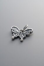 925 Sterling Silver-Antiqued-Butterfly Pendant-13mm - Image 3