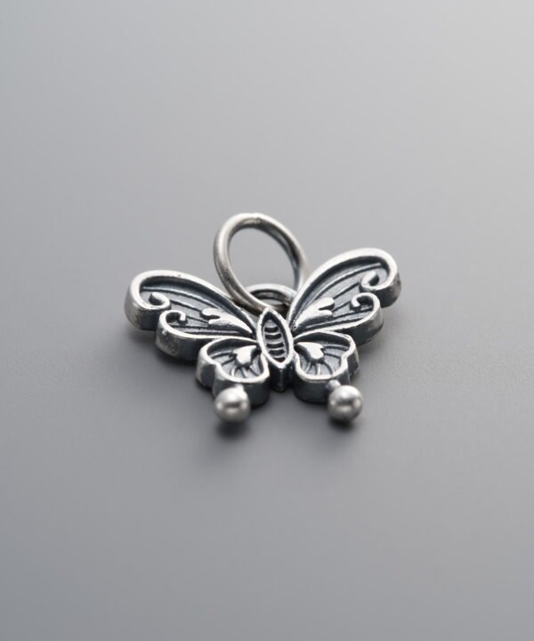 925 Sterling Silver-Antiqued-Butterfly Pendant-13mm