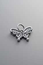 925 Sterling Silver-Antiqued-Butterfly Pendant-13mm