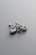 925 Sterling Silver-Antiqued-Butterfly Pendant-13mm - Image 2