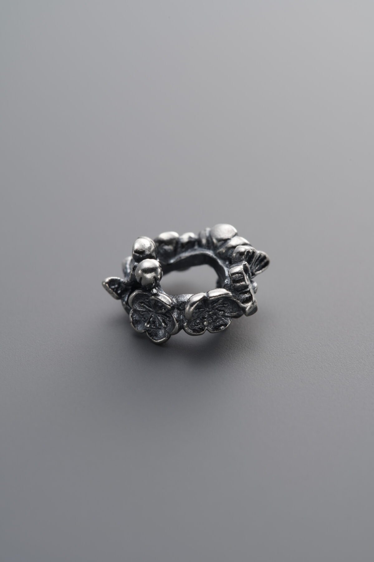 925 Sterling Silver-Antiqued-Cherry Blossom and Butterfly Spacer Bead-9mm - Image 4