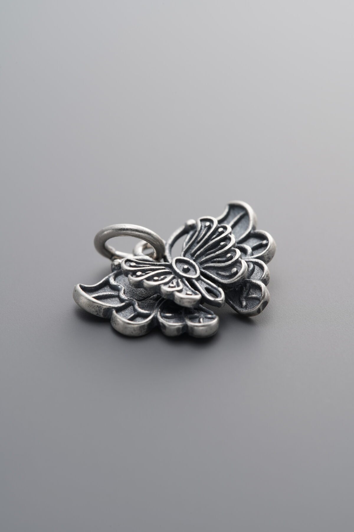 925 Sterling Silver-Antiqued-Butterfly Pendant-17mm - Image 1