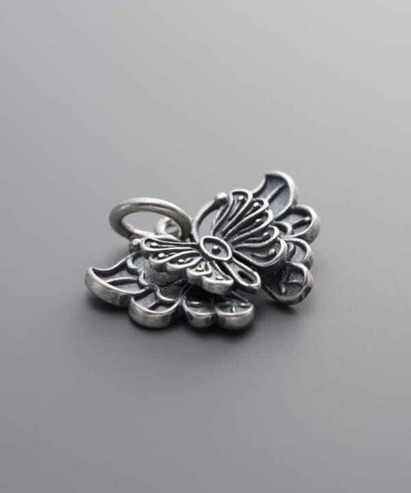 925 Sterling Silver-Antiqued-Butterfly Pendant-17mm