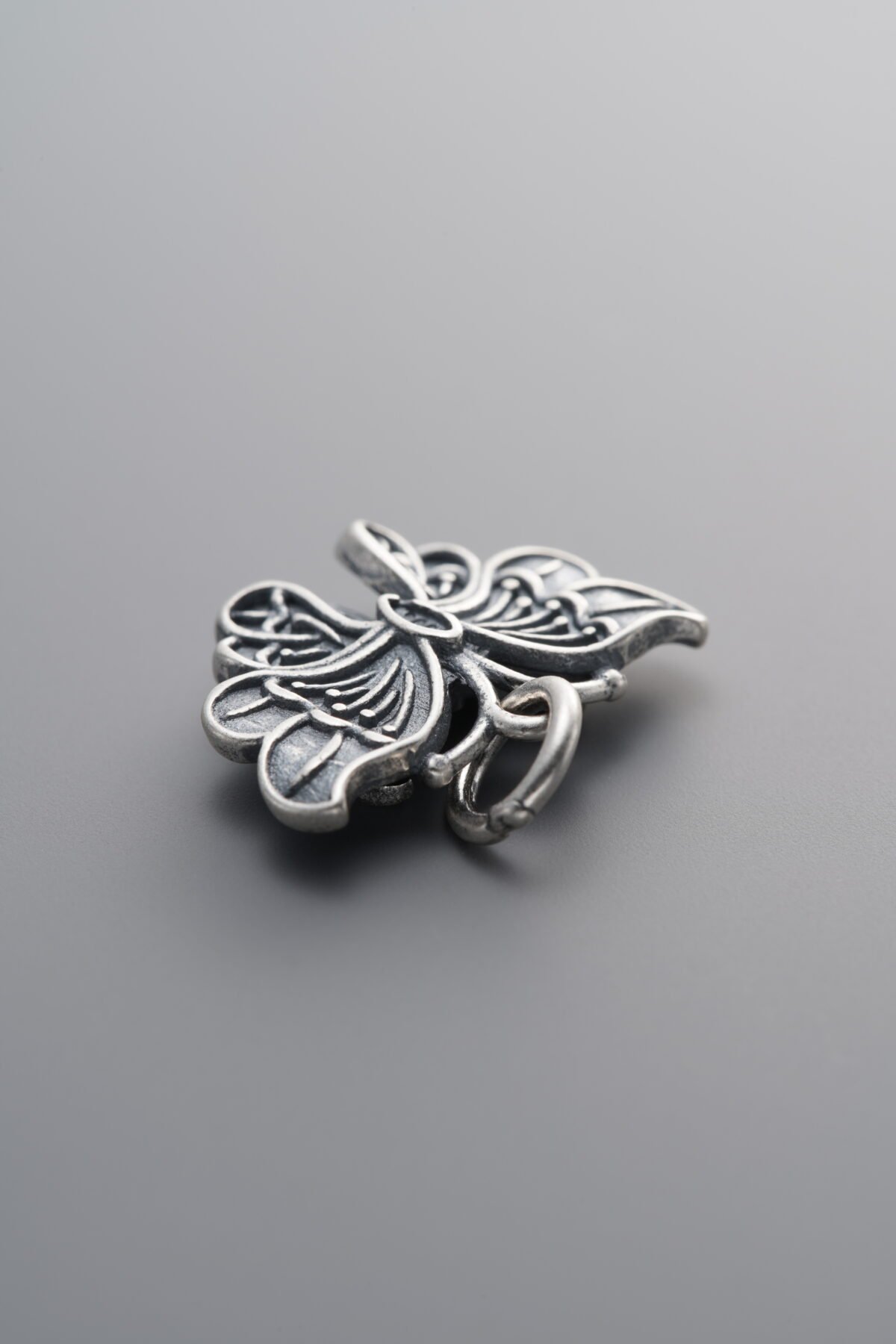 925 Sterling Silver-Antiqued-Butterfly Pendant-17mm - Image 2