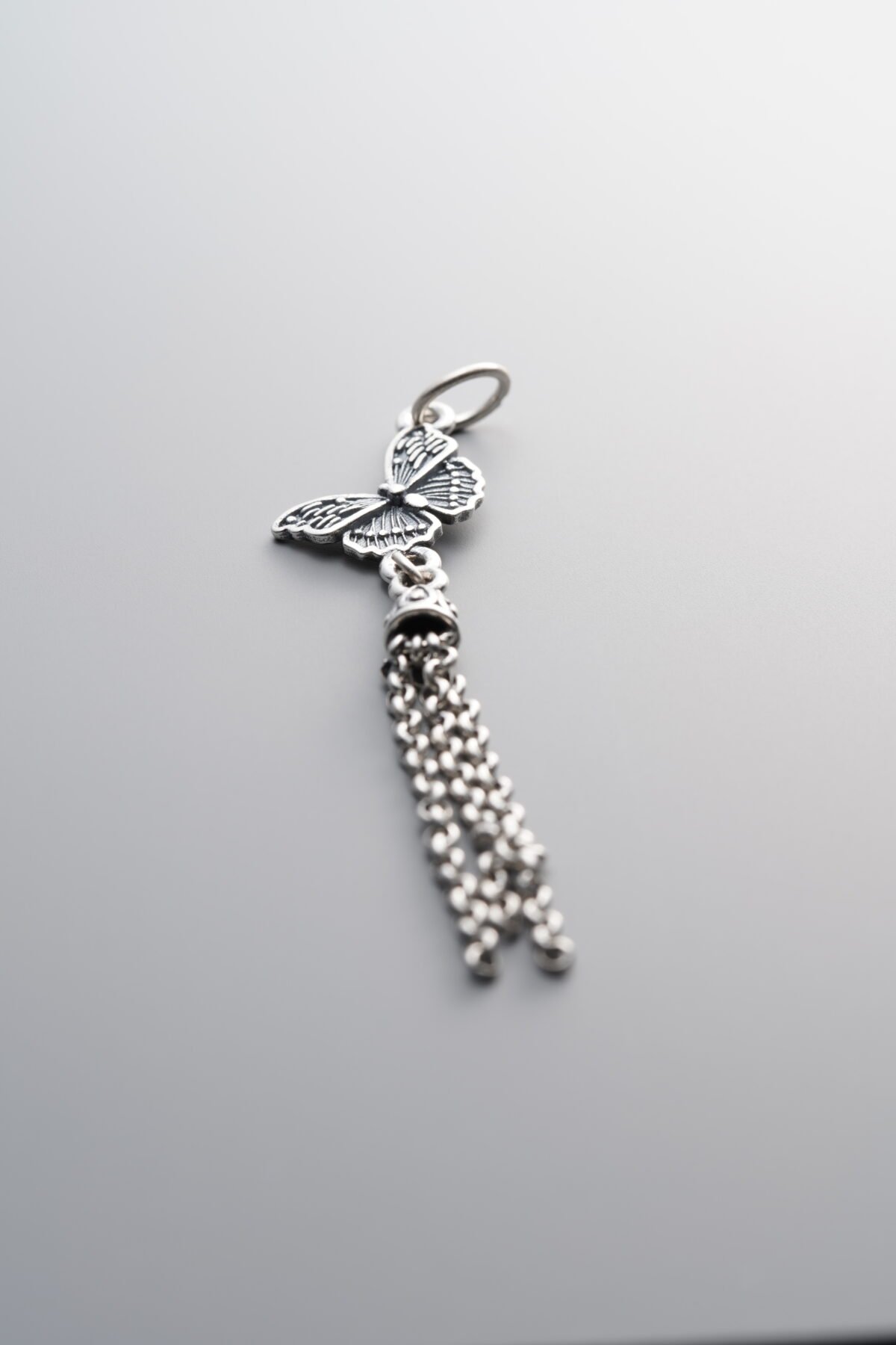 925 Sterling Silver-Antiqued-Butterfly Tassel Pendant-52mm - Image 4