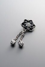 925 Sterling Silver-Antiqued-Lotus Flower Tassel Pendant-50mm - Image 3