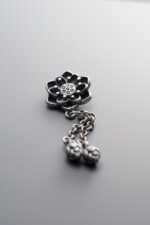 925 Sterling Silver-Antiqued-Lotus Flower Tassel Pendant-50mm