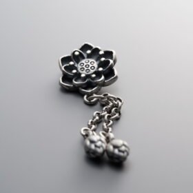 925 Silver-Vintage-Lotus Flower Tassel Pendant-50mm