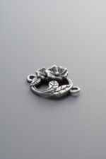 925 Sterling Silver-Antiqued-Flower Double-Eye Connector-15mm