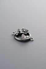 925 Sterling Silver-Antiqued-Flower Double-Eye Connector-14mm
