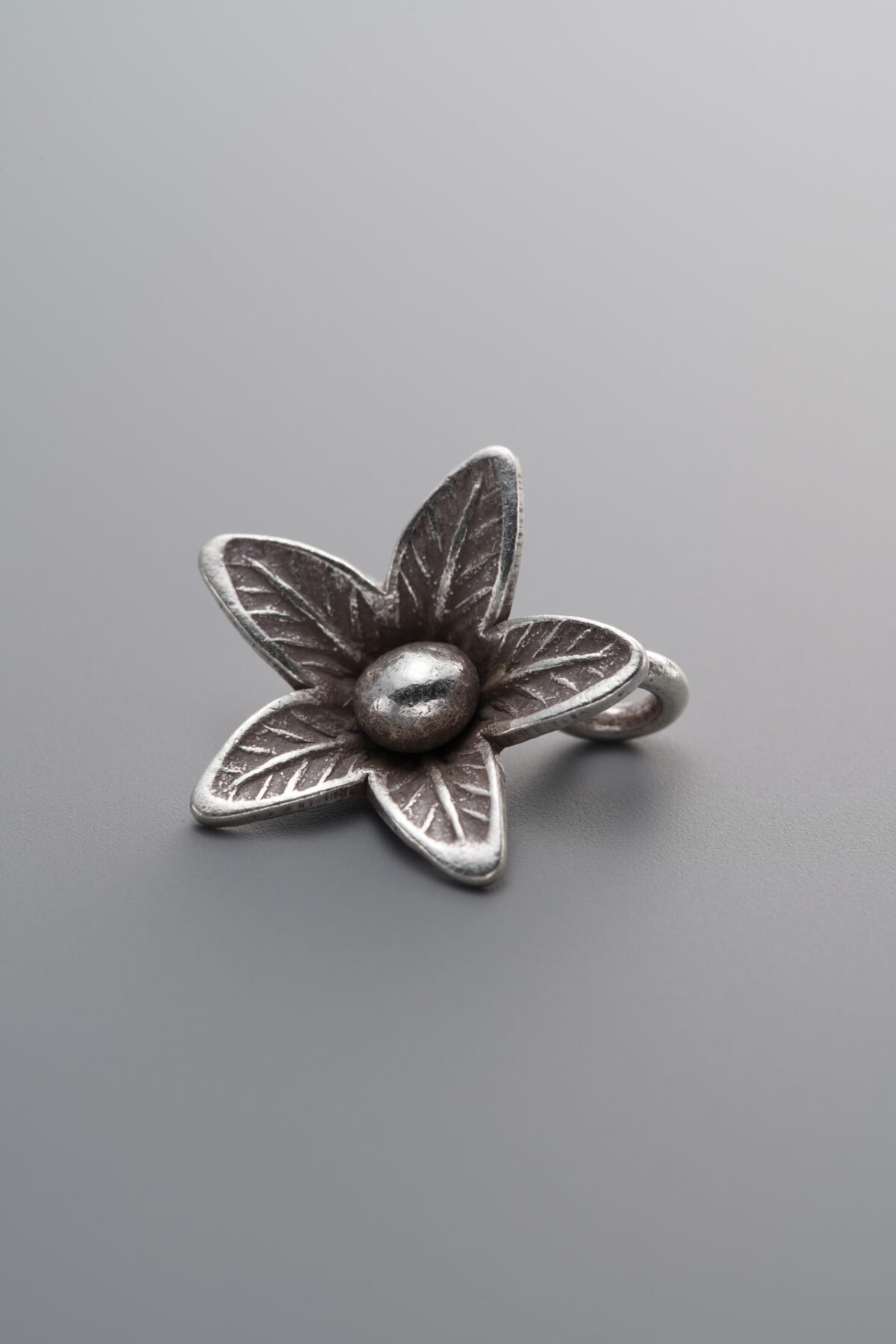 925 Sterling Silver-Antiqued-Flower Pendant-14mm - Image 1