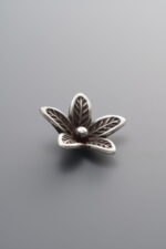 925 Sterling Silver-Antiqued-Flower Pendant-14mm - Image 4