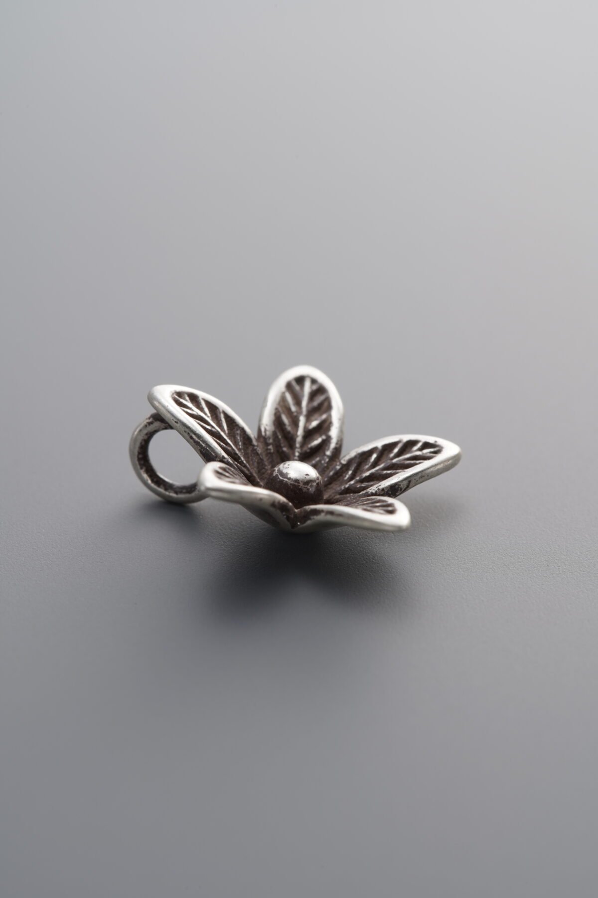 925 Sterling Silver-Antiqued-Flower Pendant-14mm - Image 3