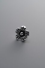 925 Sterling Silver-Antiqued-Flower Pendant-8mm - Image 3