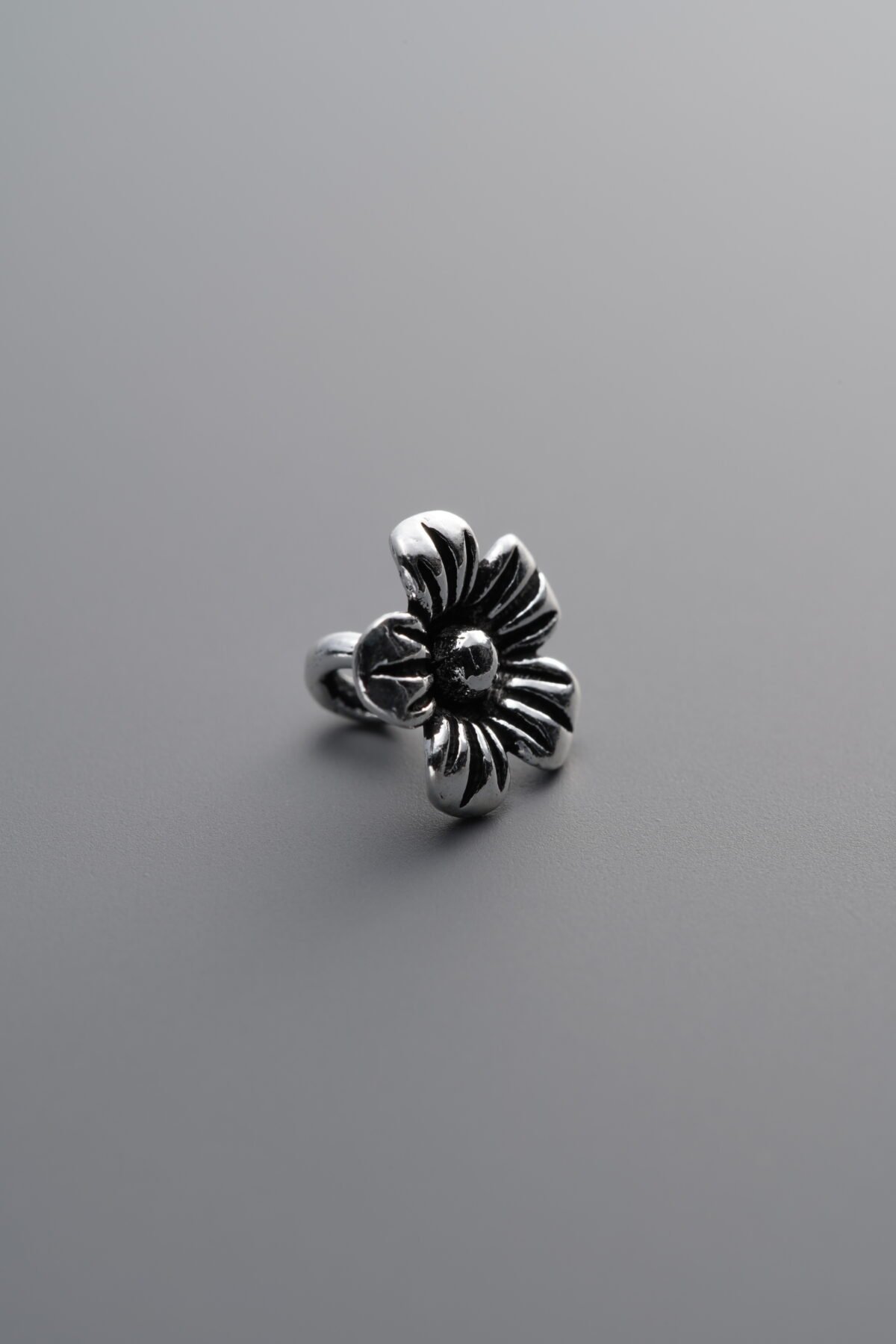 925 Sterling Silver-Antiqued-Flower Pendant-8mm - Image 2