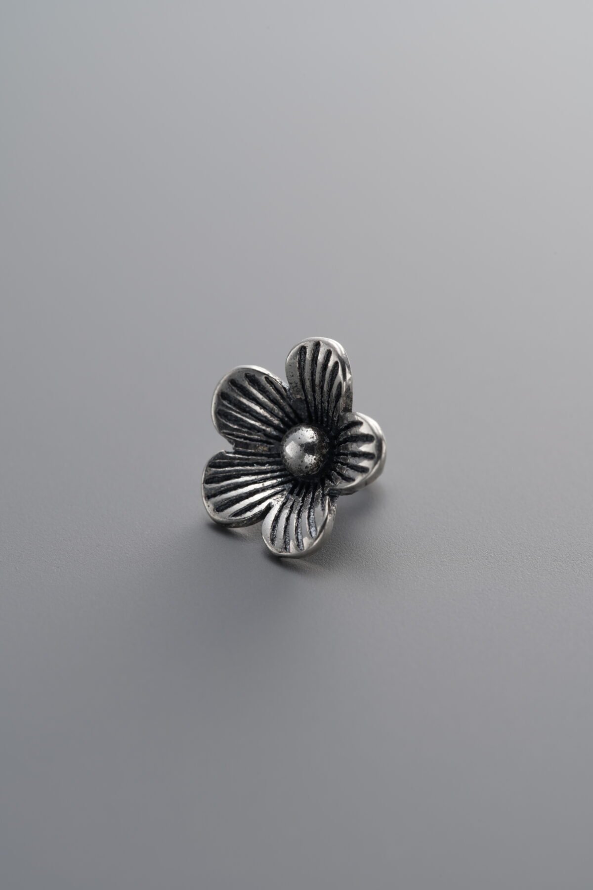 925 Sterling Silver-Antiqued-Flower Pendant-10mm - Image 4