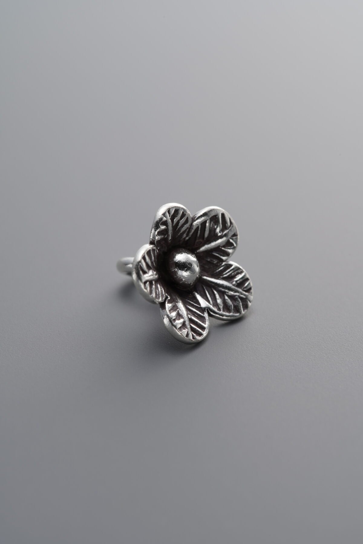 925 Sterling Silver-Antiqued-Flower Pendant-11mm - Image 1