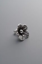 925 Sterling Silver-Antiqued-Flower Pendant-11mm