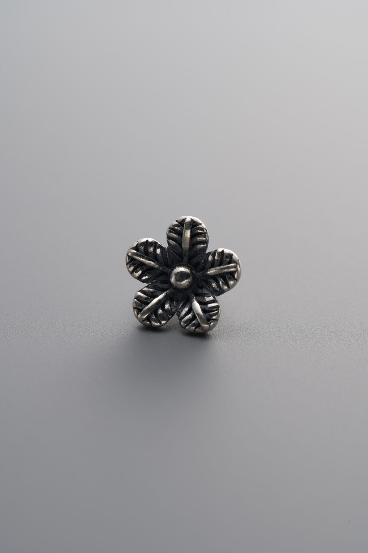 925 Sterling Silver-Antiqued-Flower Pendant-5mm - Image 1