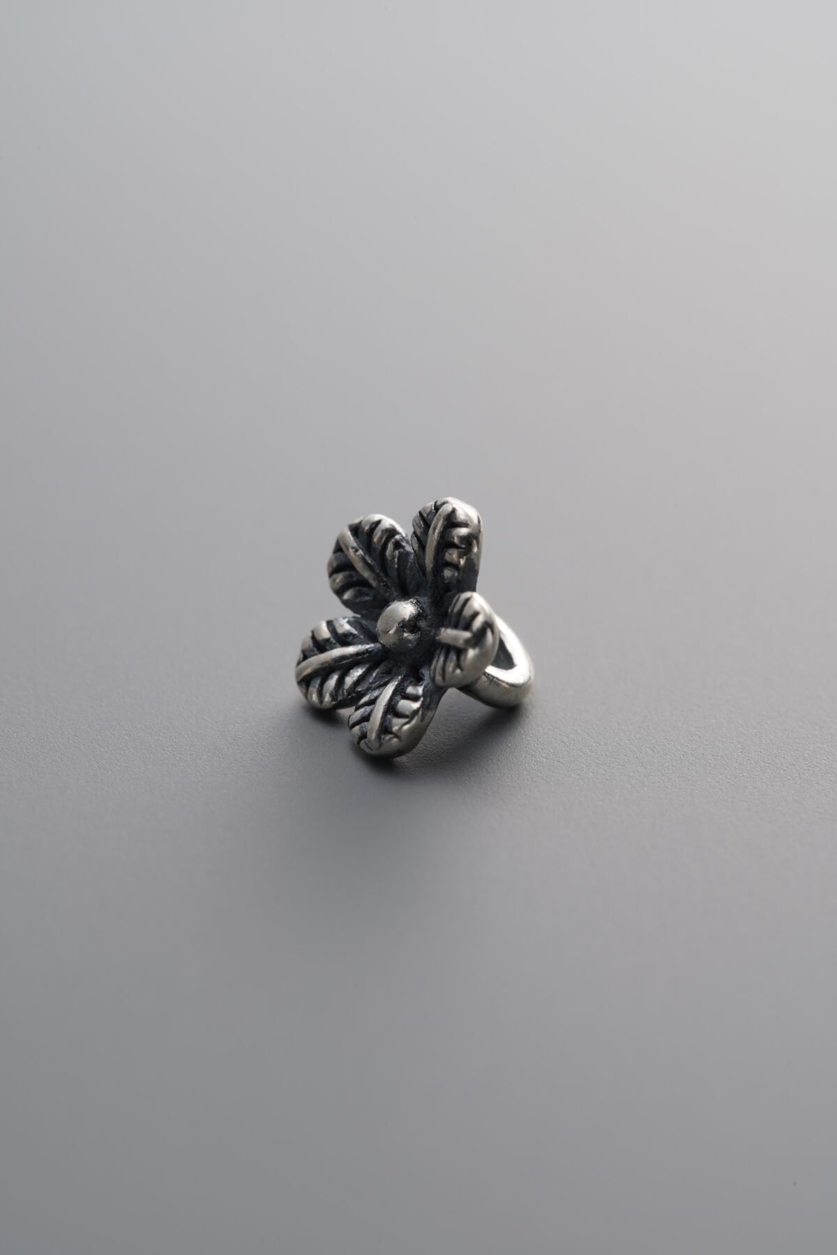 925 Sterling Silver-Antiqued-Flower Pendant-5mm - Image 2