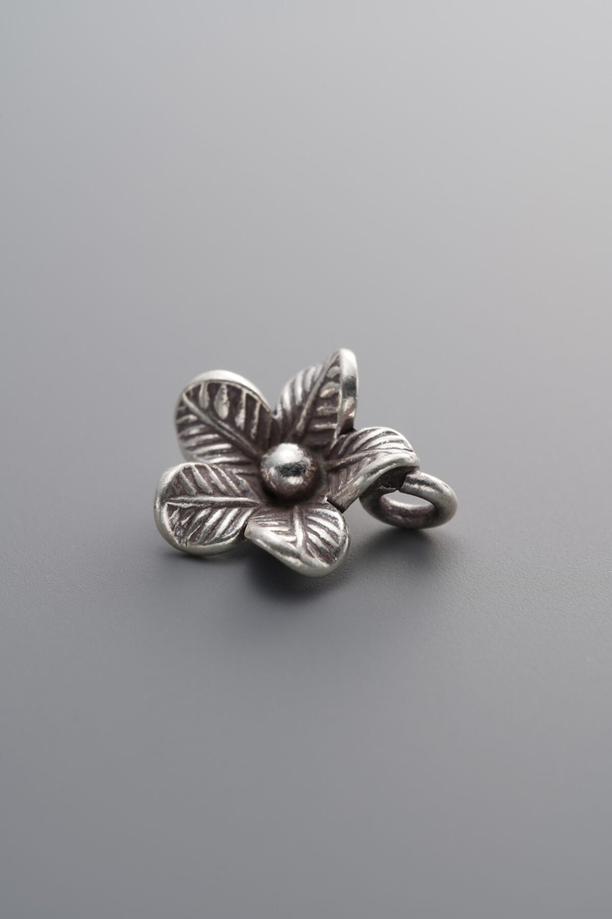 925 Sterling Silver-Antiqued-Flower Pendant-12mm - Image 1