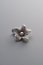 925 Sterling Silver-Antiqued-Flower Pendant-12mm - Image 3