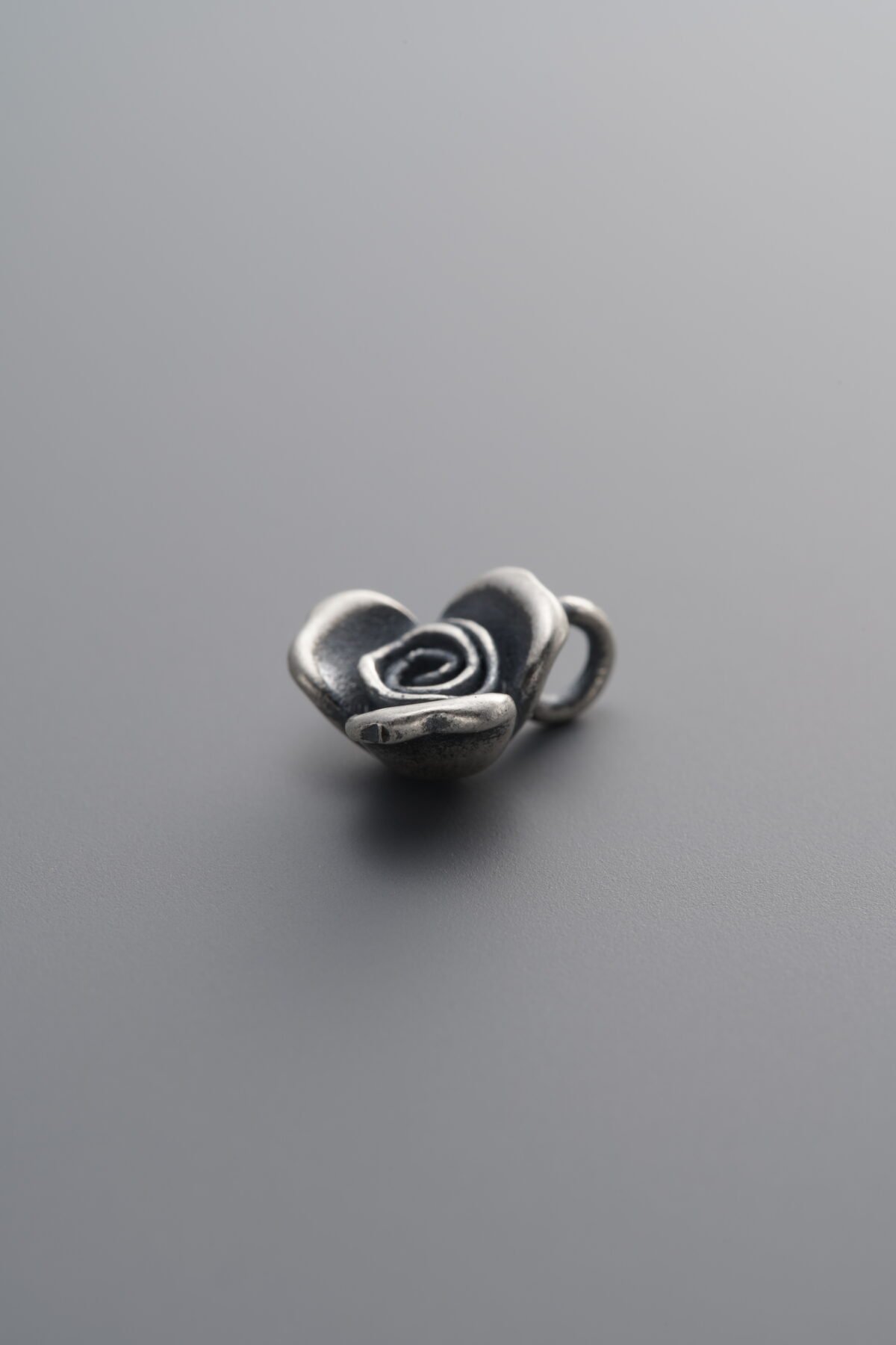 925 Sterling Silver-Antiqued-Three-Petal Flower Pendant-10mm - Image 1
