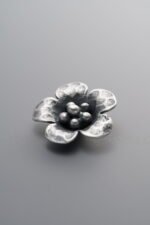 925 Sterling Silver-Antiqued-Flower Pendant-15mm - Image 4