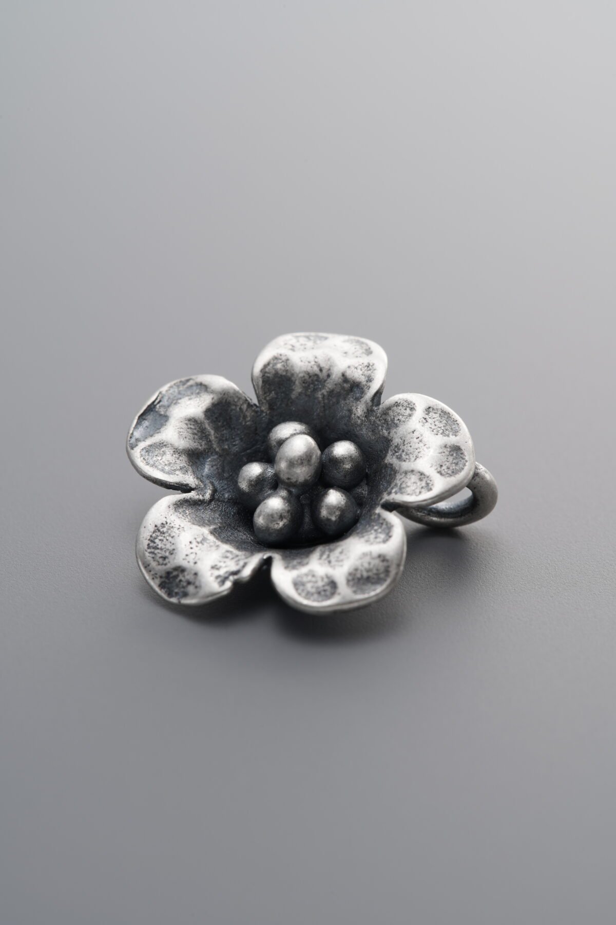 925 Sterling Silver-Antiqued-Flower Pendant-15mm - Image 1