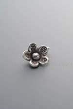 925 Sterling Silver-Antiqued-Flower Pendant-13mm - Image 3