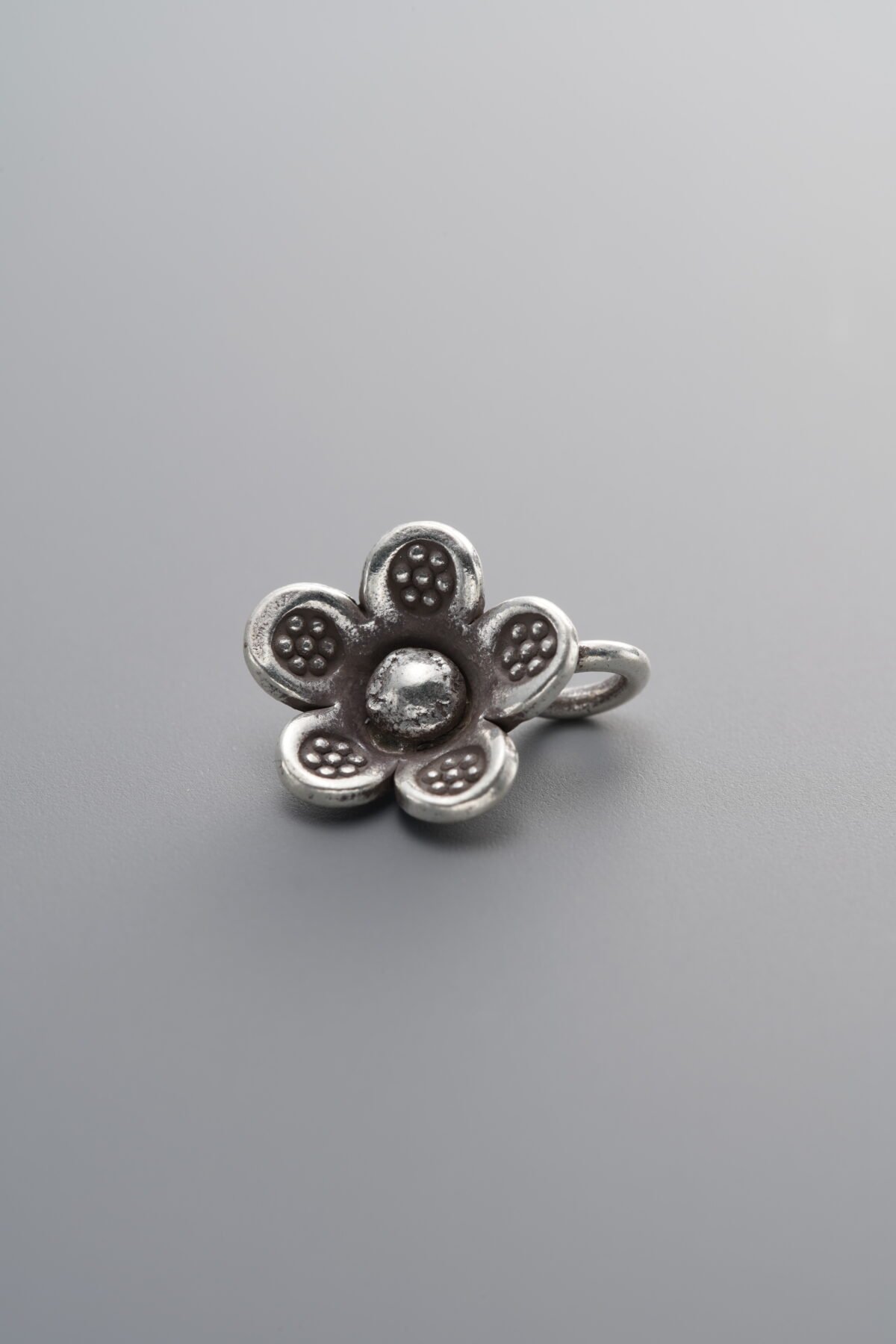 925 Sterling Silver-Antiqued-Flower Pendant-13mm - Image 1
