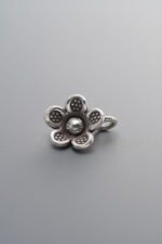 925 Sterling Silver-Antiqued-Flower Pendant-13mm