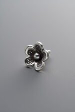 925 Sterling Silver-Antiqued-Flower Pendant-10mm - Image 4
